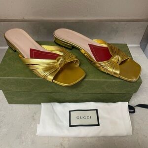 Gucci Women's Metallic Gold Mules